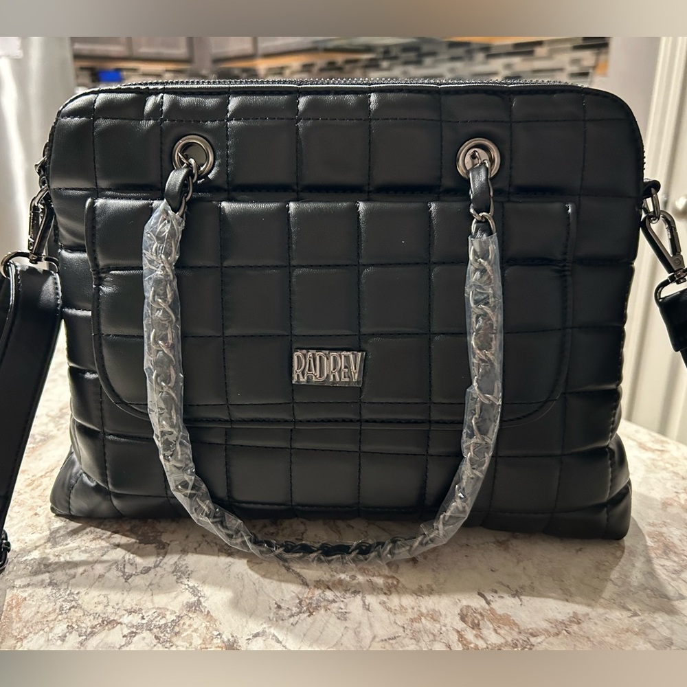 RADREV Black Quilted Crossbody Bag